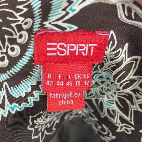 Esprit Brown Floral Print Skirt Tulle Boho Womens Size 12 Bohemian Layering Mini - Picture 6 of 12